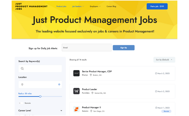 Announcing: Just Product Management Jobs - A New Website from VentureFizz banner image