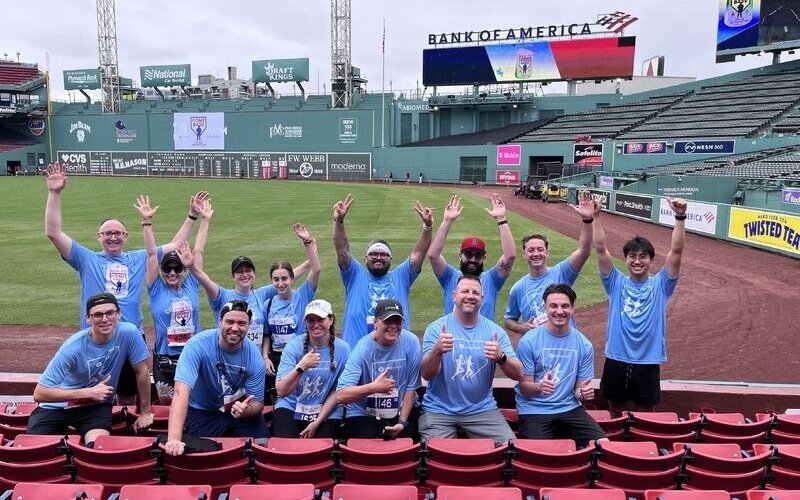 Employees taking part in Run to Home Base at Fenway Park