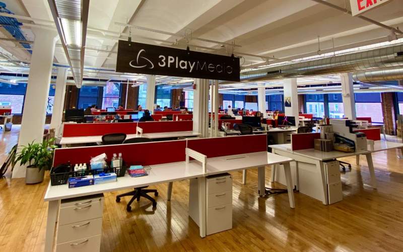 Wide angle photo of 3Play Media office